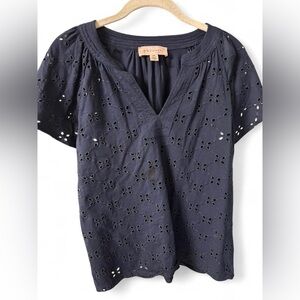 Philosophy Dark Blue Eyelet Blouse